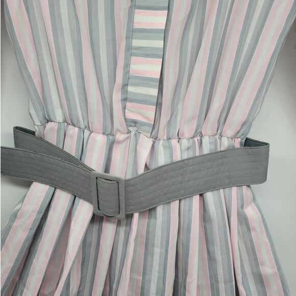 PRAGO Fashion Inc Striped Sailor Collar Belted Short Sleeve Fit n Flare Dress - Picture 9 of 13